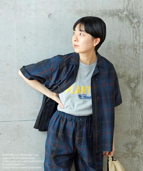 PAR ICI（パーリッシィ）の「先染めBIGチェック/コットンリネン 開襟シャツ(セットアップ対応)（シャツ/ブラウス・レディース・グリーン/ブラック/ブルー・FREE）」の13枚目の写真