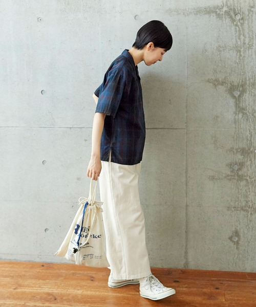 PAR ICI（パーリッシィ）の「先染めBIGチェック/コットンリネン 開襟シャツ(セットアップ対応)（シャツ/ブラウス・レディース・グリーン/ブラック/ブルー・FREE）」の9枚目の写真