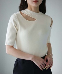 【cheriella】WEB限定カットアウト半袖リブニット