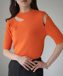 【cheriella】WEB限定カットアウト半袖リブニット