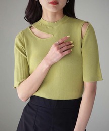 【cheriella】WEB限定カットアウト半袖リブニット