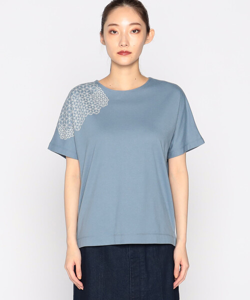 COMME CA ISM（コムサイズム）の「和柄プリント Ｔシャツ（Tシャツ/カットソー・レディース・グリーン/ホワイト/ブラック/ブルー・MEDIUM/LARGE）」の4枚目の写真