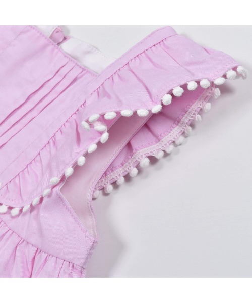 BeBe(ベベ)の「BeBe/コットンシャンブレー袖フリルワンピースベビー(80~90cm)(ワンピース・キッズ・イエロー/ピンク・80/90)」の3枚目の写真
