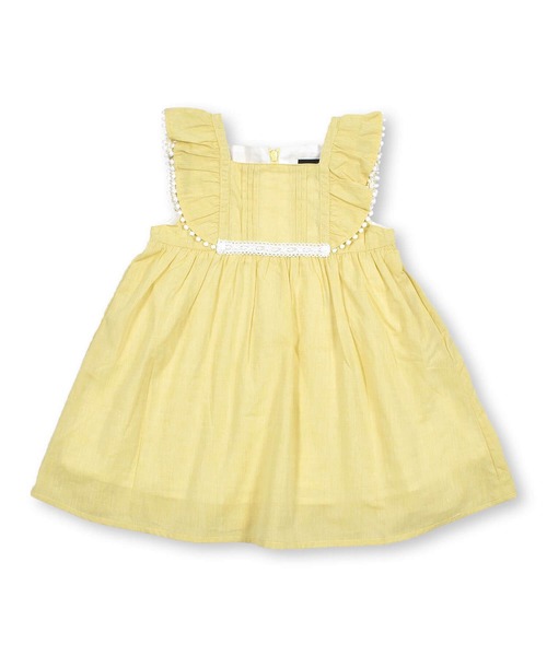 BeBe(ベベ)の「BeBe/コットンシャンブレー袖フリルワンピースベビー(80~90cm)(ワンピース・キッズ・イエロー/ピンク・80/90)」の6枚目の写真