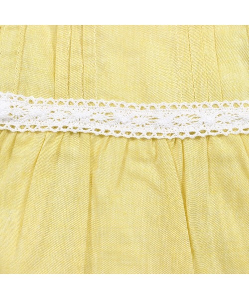 BeBe(ベベ)の「BeBe/コットンシャンブレー袖フリルワンピースベビー(80~90cm)(ワンピース・キッズ・イエロー/ピンク・80/90)」の4枚目の写真