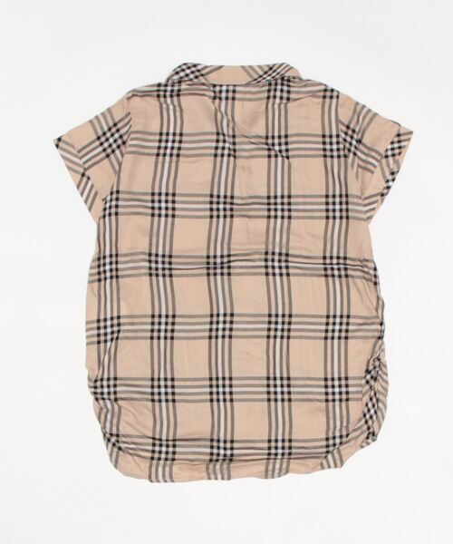 CECIL McBEE（セシルマクビー）の「胸ZIPチェック半袖シャツ（シャツ/ブラウス・レディース・グリーン/ブラック/ベージュ/レッド・MEDIUM/LARGE）」の5枚目の写真