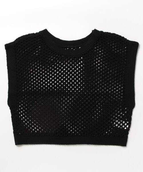 STYLEBLOCK(スタイルブロック)の「アクリル麻タッチフィッシュネットプルオーバー(ニット/セーター・レディース・ベージュ/アイボリー/ミント/ブラック・M)」の3枚目の写真
