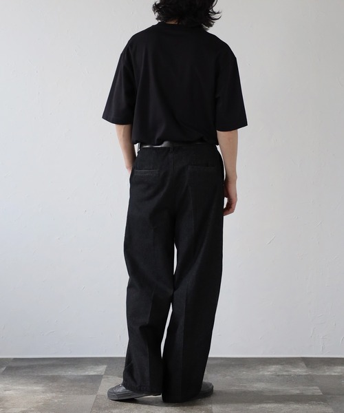 デニム パンツ プリーツデザイン ウオッシュ ルーズ ジーンズ 6 セール】古着風 ルーズクラッシュ ダメージ ストレート