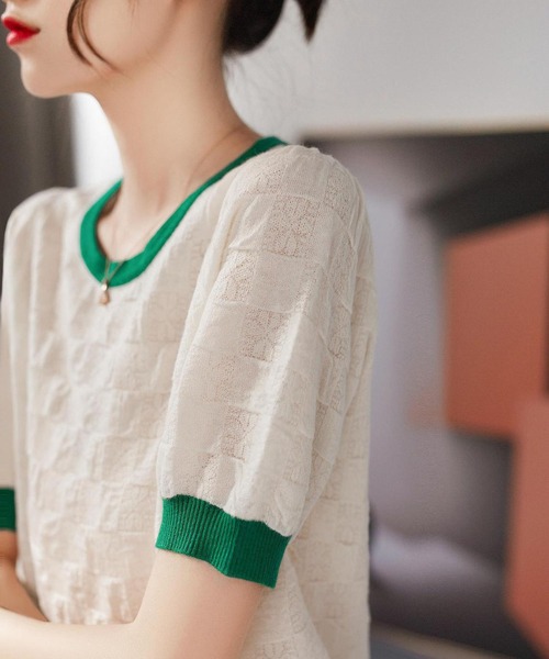 LOPASS（ロパス）の「バイカラークルーネックtee/Tシャツ（Tシャツ/カットソー・レディース・ブラック/ホワイト・M）」の4枚目の写真