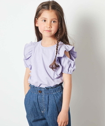 a.v.v（アーヴェヴェ）の「[140-150]フロントフリルオフショルＴシャツ（Tシャツ/カットソー・キッズ）」