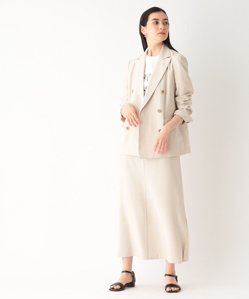 OPAQUE.CLIP(オペークドットクリップ)の「◆セットアップ対応 ダブルブレストジャケット【洗える】(テーラードジャケット・レディース・ライトベージュ/レンガ/ネイビー・36/38/40)」の4枚目の写真