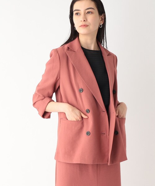 OPAQUE.CLIP(オペークドットクリップ)の「◆セットアップ対応 ダブルブレストジャケット【洗える】(テーラードジャケット・レディース・ライトベージュ/レンガ/ネイビー・36/38/40)」の13枚目の写真