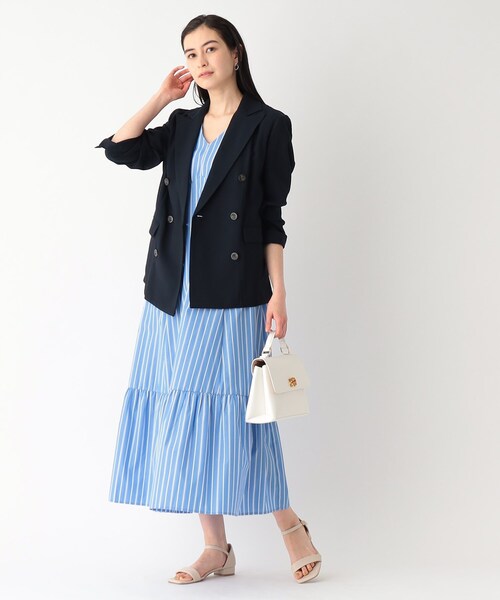 OPAQUE.CLIP(オペークドットクリップ)の「◆セットアップ対応 ダブルブレストジャケット【洗える】(テーラードジャケット・レディース・ライトベージュ/レンガ/ネイビー・36/38/40)」の17枚目の写真