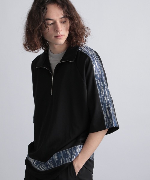 HARE（ハレ）の「ジャガードキリカエハーフZIPカット(HARE)（Tシャツ/カットソー・メンズ・ブラック/グレー/ブルー・FREE）」の10枚目の写真