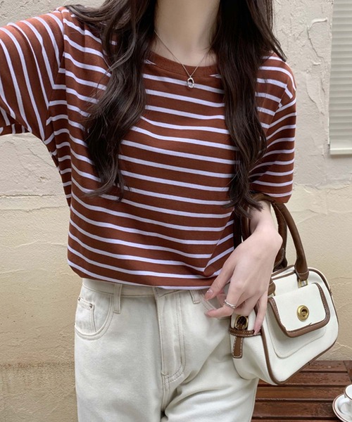 Girly Doll(ガーリードール)の「ボーダーTシャツ(Tシャツ/カットソー・レディース・ブラウン/グリーン/ベージュ系その他/ベージュ×ブラック・FREE)」の13枚目の写真