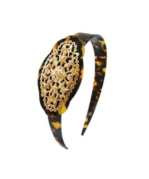 petit bonbon paris（プティボンボンパリス）の「vintage motif hairband　brown（カチューシャ）」
