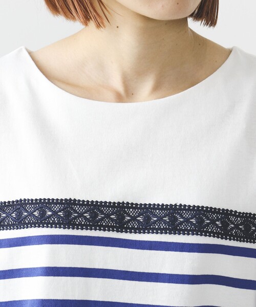BEAMS HEART(ビームスハート)の「BEAMS HEART / レース付 ボーダープルオーバー(Tシャツ/カットソー・レディース・グリーン/オレンジ/ブルー・FREE)」の17枚目の写真