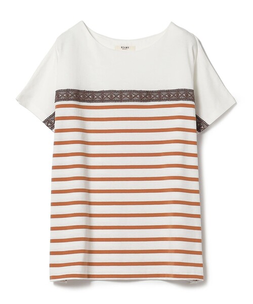 BEAMS HEART(ビームスハート)の「BEAMS HEART / レース付 ボーダープルオーバー(Tシャツ/カットソー・レディース・グリーン/オレンジ/ブルー・FREE)」の20枚目の写真