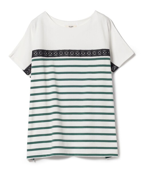 BEAMS HEART(ビームスハート)の「BEAMS HEART / レース付 ボーダープルオーバー(Tシャツ/カットソー・レディース・グリーン/オレンジ/ブルー・FREE)」の22枚目の写真
