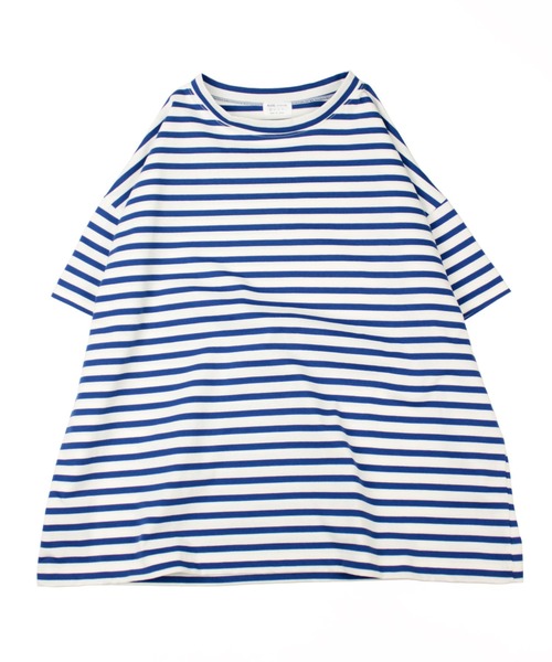 A.U.G. relaxing(オーグリラクシング)の「A.U.G. relaxing ワイド Tee (MADE IN JAPAN)(Tシャツ/カットソー・レディース・ホワイト×ブラウン/ホワイト×ブルー/ホワイト×ブラック・FREE)」の15枚目の写真