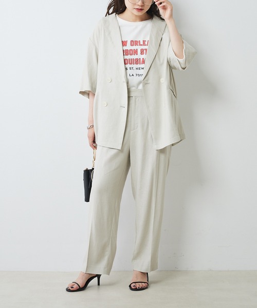PUAL CE CIN（ピュアルセシン）の「リネンレーヨン ハーフスリーブ