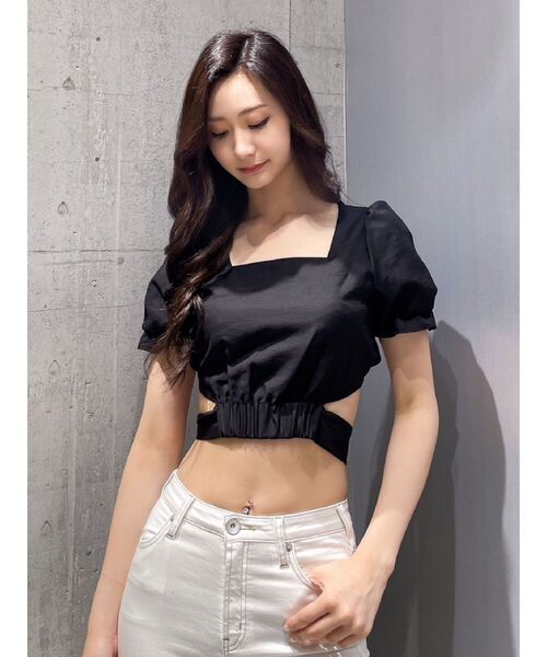 GYDA（ジェイダ）の「ハーフスリーブBACKリボンスクエアネックブラウス（シャツ/ブラウス・レディース・オリーブ/ブラック/オフホワイト・FREE）」の19枚目の写真