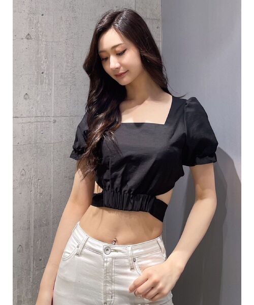 GYDA（ジェイダ）の「ハーフスリーブBACKリボンスクエアネックブラウス（シャツ/ブラウス・レディース・オリーブ/ブラック/オフホワイト・FREE）」の18枚目の写真