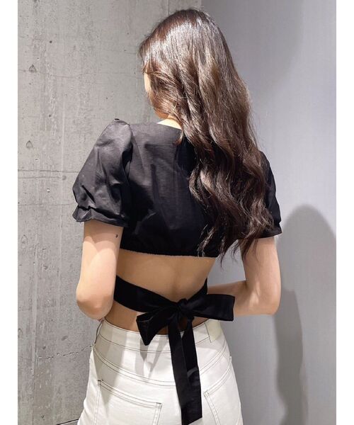 GYDA（ジェイダ）の「ハーフスリーブBACKリボンスクエアネックブラウス（シャツ/ブラウス・レディース・オリーブ/ブラック/オフホワイト・FREE）」の17枚目の写真