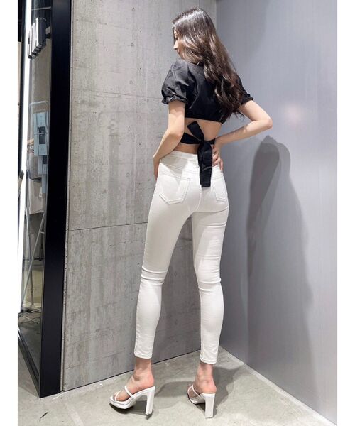 GYDA（ジェイダ）の「ハーフスリーブBACKリボンスクエアネックブラウス（シャツ/ブラウス・レディース・オリーブ/ブラック/オフホワイト・FREE）」の14枚目の写真