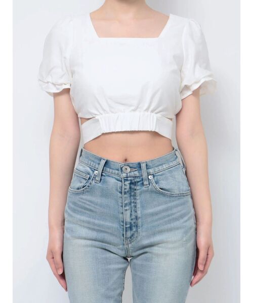 GYDA（ジェイダ）の「ハーフスリーブBACKリボンスクエアネックブラウス（シャツ/ブラウス・レディース・オリーブ/ブラック/オフホワイト・FREE）」の13枚目の写真