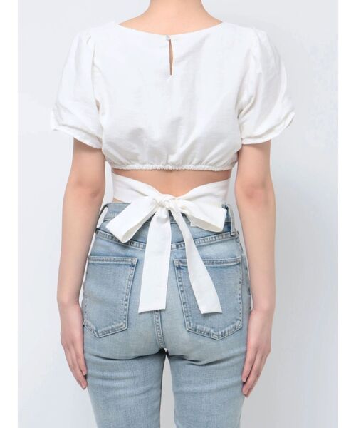 GYDA（ジェイダ）の「ハーフスリーブBACKリボンスクエアネックブラウス（シャツ/ブラウス・レディース・オリーブ/ブラック/オフホワイト・FREE）」の11枚目の写真