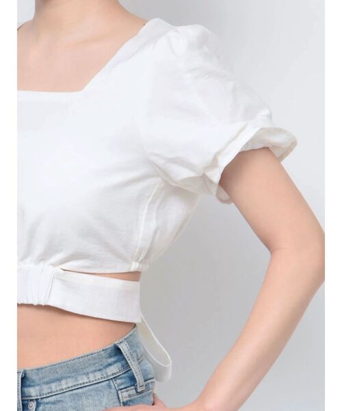 GYDA（ジェイダ）の「ハーフスリーブBACKリボンスクエアネックブラウス（シャツ/ブラウス・レディース・オリーブ/ブラック/オフホワイト・FREE）」の9枚目の写真