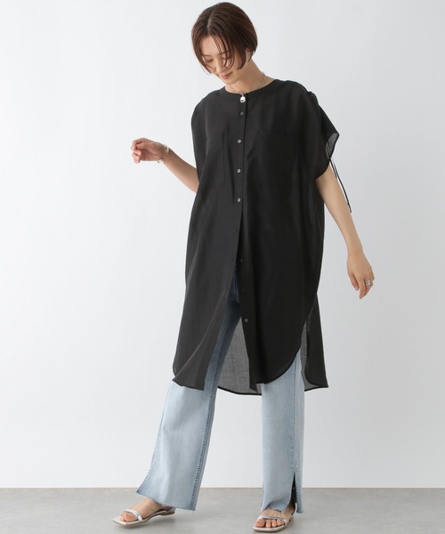 LEPSIM(レプシィム)の「シアーシャーリングブラウスチュニック 961206(チュニック・レディース・ブラウン/ライトブルー/ブラック・FREE)」の7枚目の写真