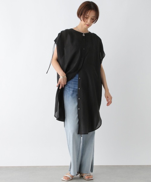 LEPSIM(レプシィム)の「シアーシャーリングブラウスチュニック 961206(チュニック・レディース・ブラウン/ライトブルー/ブラック・FREE)」の8枚目の写真