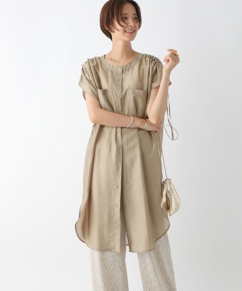 ☆ GLR (M) シャーリング チュニック イレヘム ブラウス ホワイト 楽天市場】シャーリング（カラーホワイト）（シャツ・ブラウス