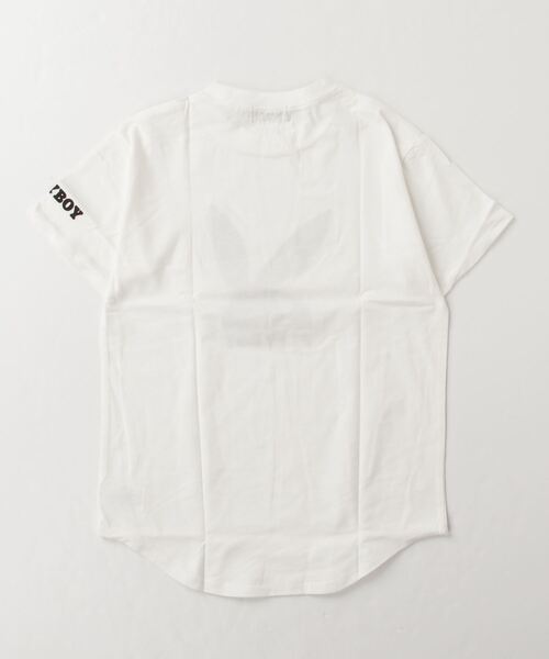 カ*オ様 PLAY BOY ヴィンテージTシャツ オフホワイトカラー フロントロ ビンテージ70's☆PLAYBOYリンガーTシャツ白×紺size L(42-44)☆200517n2