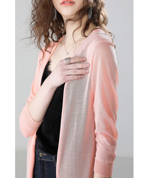 新品　TO BE CHIC　ロングカーディガン　M　ピンク47300円 サンプル 新品 TO BE CHIC ロングカーディガン M ピンク47300円 サンプル