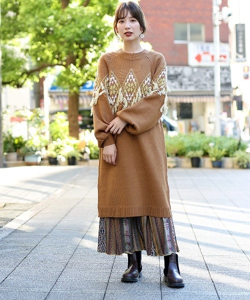 【セール】ナバホフリンジニットワンピース（ワンピース）｜チチカカ（チチカカ）