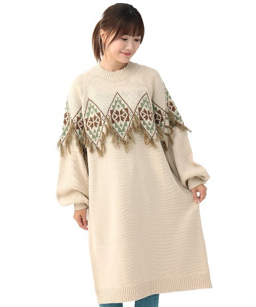 【セール】ナバホフリンジニットワンピース（ワンピース）｜チチカカ（チチカカ）