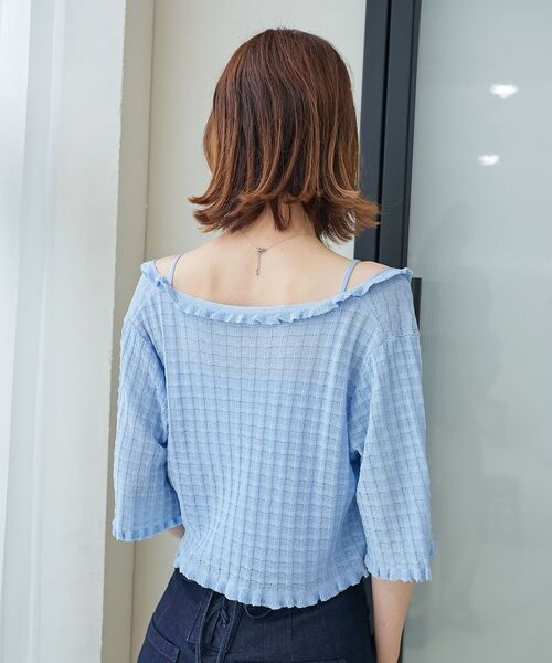 MAJESTIC LEGON（マジェスティックレゴン）の「キャミセットプチフリルカーディガン（カーディガン/ボレロ・レディース・アイボリー/イエロー/レッド/ブルー・MEDIUM）」の12枚目の写真