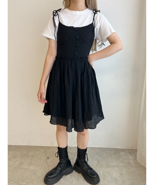 WC(ダブル シー)の「フリルウエストキャミワンピース(ワンピース・レディース・ブラック/ホワイト・FREE)」の20枚目の写真