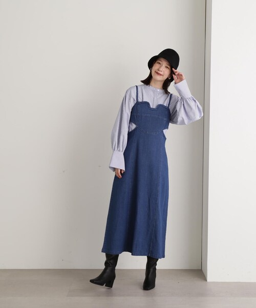 N.(N. Natural Beauty Basic)(エヌエヌナチュラルビューティーベーシック)の「◆カットオフキャミワンピース(ワンピース・レディース・ブルー/ネイビー・MEDIUM)」の6枚目の写真