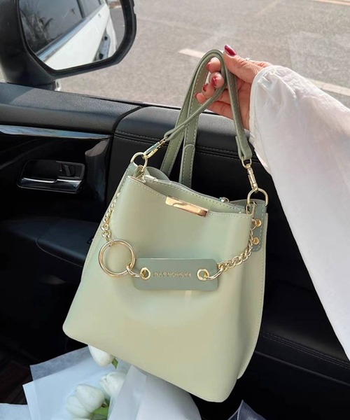 pumpkin port（パンプキンポート）の「チェーンチャーム付  ショルダーBAG（ショルダーバッグ・レディース・ミント/アイボリー/ブラック/ブラック×ブラック/グリーン/ベージュ/シルバー/ブラウン/ブルー/ワインレッド/ライトベージュ/ホワイト×ブラック/ライトブラウン・FREE）」の20枚目の写真