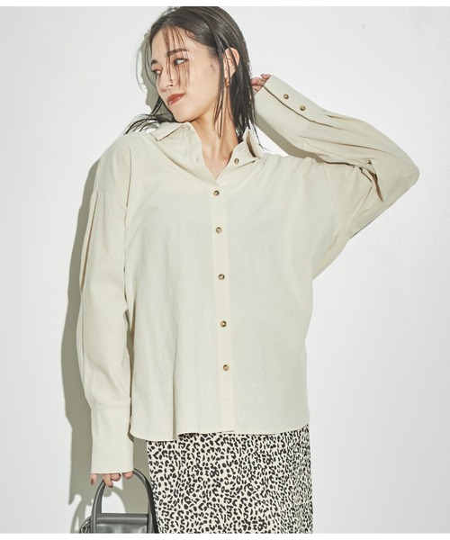 ANAP（アナップ）の「バックオープンツイストデザインシャツ（シャツ/ブラウス・レディース・アイボリー/イエロー×グリーン/スミクロ・FREE）」の5枚目の写真