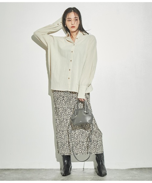 ANAP（アナップ）の「バックオープンツイストデザインシャツ（シャツ/ブラウス・レディース・アイボリー/イエロー×グリーン/スミクロ・FREE）」の9枚目の写真