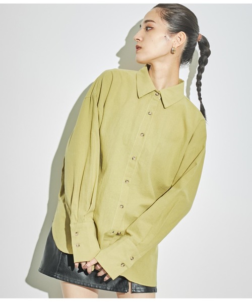 ANAP（アナップ）の「バックオープンツイストデザインシャツ（シャツ/ブラウス・レディース・アイボリー/イエロー×グリーン/スミクロ・FREE）」の18枚目の写真