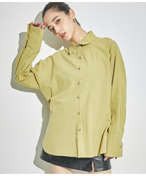ANAP（アナップ）の「バックオープンツイストデザインシャツ（シャツ/ブラウス・レディース・アイボリー/イエロー×グリーン/スミクロ・FREE）」の16枚目の写真
