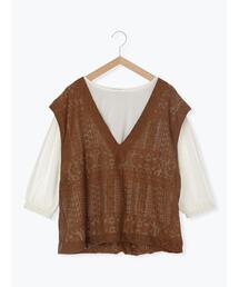 Samansa Mos2 | レースドッキングブラウス(シャツ/ブラウス)