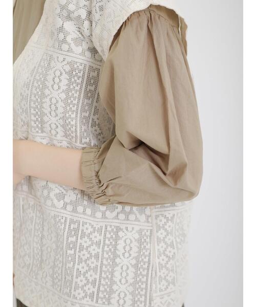 Samansa Mos2（サマンサ モスモス）の「レースドッキングブラウス（シャツ/ブラウス・レディース・キャメル/チャコールグレー/ベージュ/オフホワイト・F）」の19枚目の写真
