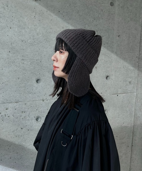 y/m by RIKA（イムバイリカ）の「モヘアタッチフライトニットキャップ（キャップ・レディース・チャコールグレー・FREE）」の4枚目の写真
